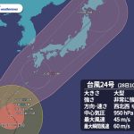 台風24号日本列島へ上陸のおそれ